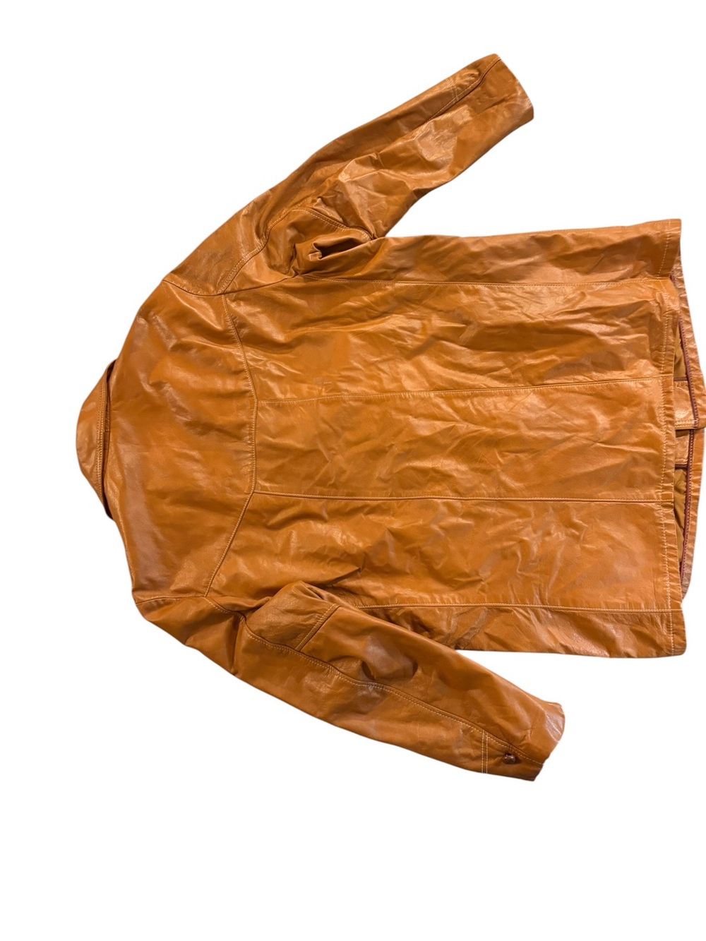 Men's Chestnut Leather Button-Front Coat - Picture 4 of 12